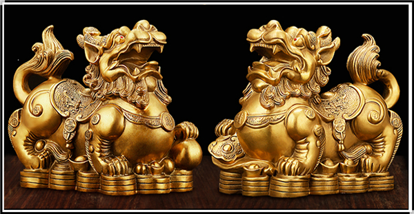 公母一對(duì)銅獅子 公母一對(duì)銅獅子