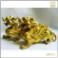 純銅公母貔貅擺件 純銅公母貔貅擺件