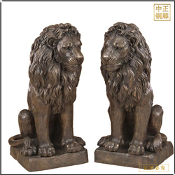 一對(duì)純銅獅子雕塑擺件 一對(duì)純銅獅子雕塑擺件