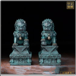 一對(duì)小型銅獅子雕塑擺件 一對(duì)小型銅獅子雕塑擺件