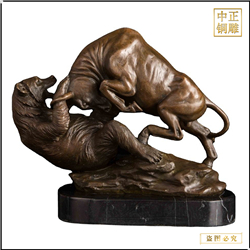 牛斗黑熊銅雕塑 牛斗黑熊銅雕塑